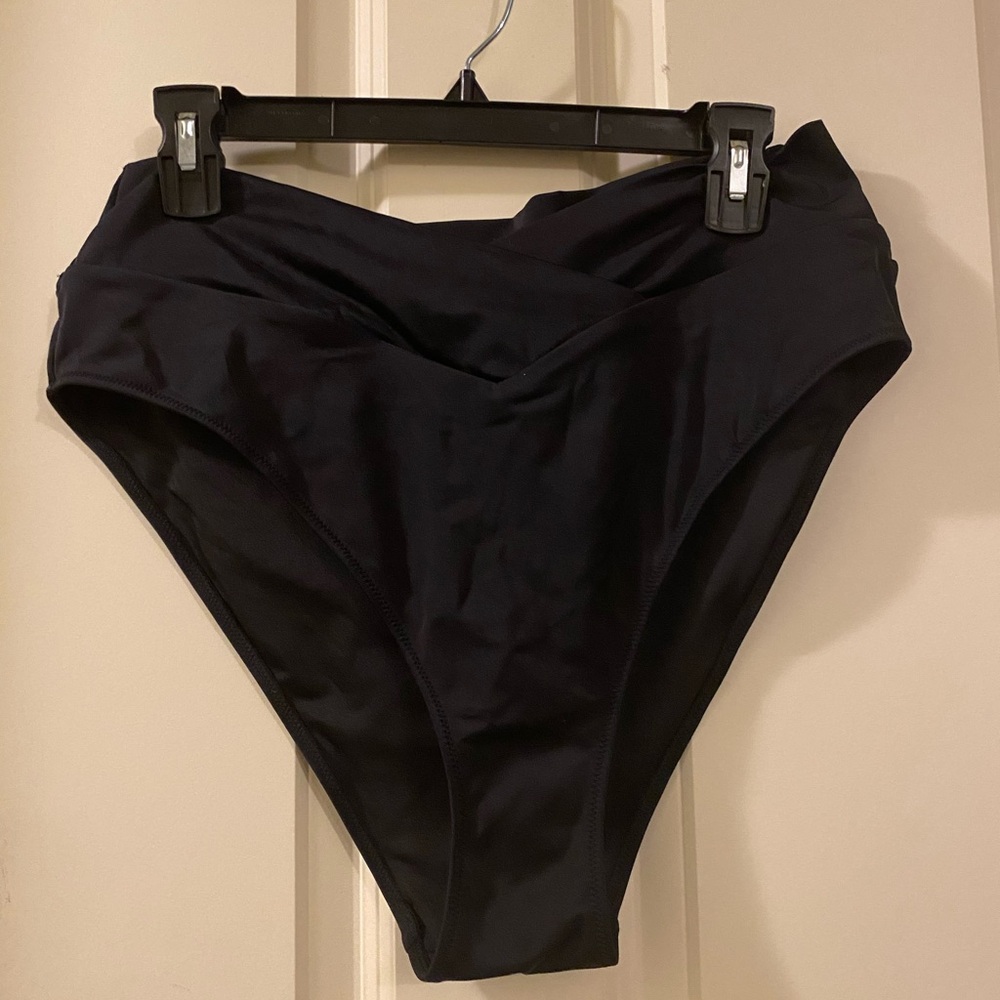 NWOT PINK black High-Waisted Bikini Bottom size XXL